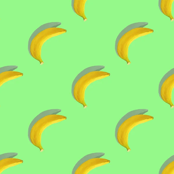 Banana Com Sombra Num Fundo Menta Padrão Sem Costura Cor — Fotografia de Stock