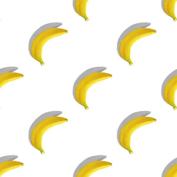 Banana Shadow Isolated White Background Seamless Pattern Color Diet Tropical — Stock Photo, Image