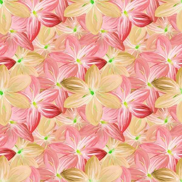 Blumen Auf Hintergrund Handgemachte Gouache Sanfte Nahtlose Muster Hintergrund Für — Stockfoto