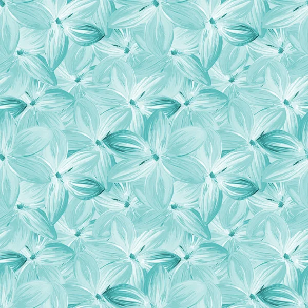 Flores em fundo turquesa guache artesanal padrão sem costura suave. Fundo para páginas da web, convites de casamento, cartões de data, têxteis, embalagem, tecido, papel de parede — Fotografia de Stock