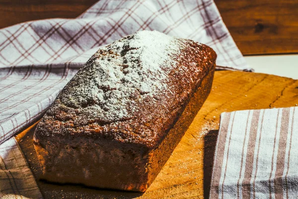 Butter Free Sugar Free Homemade Banana Bread Wooden Background Natural Stock Picture