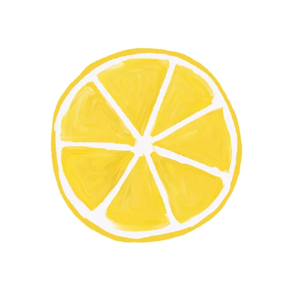 Лимонний Шматочок Пофарбований Гуаш Може Бути Використаний Навчання Дітей Ізольований — стокове фото