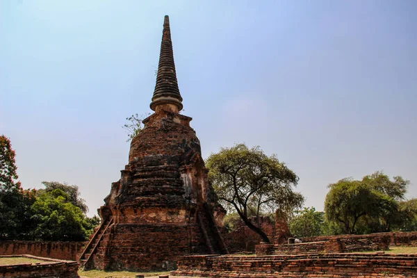 Templo Budista Com Estupa Antiga Ayutthaya Tailândia — Fotografia de Stock