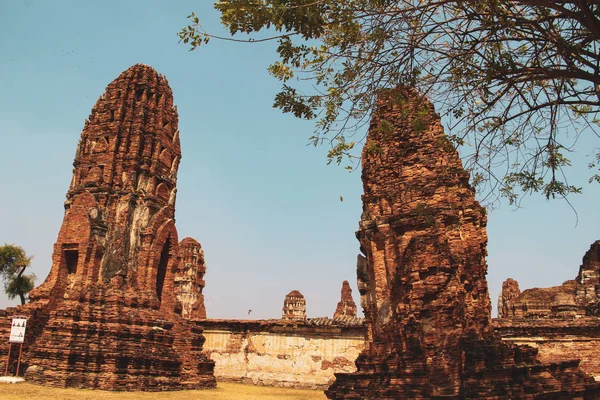 Ayutthaya Tayland Antik Stupa Ile Budist Tapınağı — Stok fotoğraf