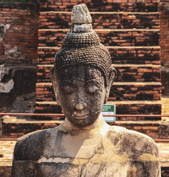 Ayutthaya Daki Antik Buda Heykeli Tayland — Stok fotoğraf