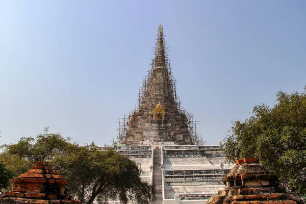 Wat Phu Khao Thong Templom Golden Mount Templom Ayutthaya — Stock Fotó