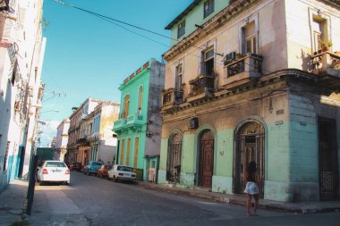 Havana, Küba'daki eski sokak ve binalar