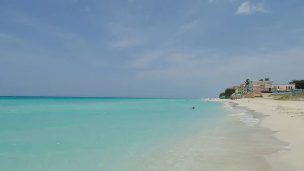 Água Azul Turquesa Praia Areia Branca Caribe — Fotografia de Stock