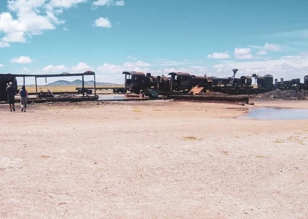 Vlaková Hřbitova Poblíž Salar Uyuni Bolívii — Stock fotografie