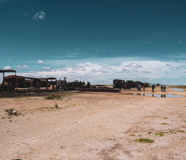 Vlaková Hřbitova Poblíž Salar Uyuni Bolívii — Stock fotografie