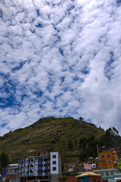 Küste Der Sonneninsel Mit Bewölktem Himmel Titicacasee Bolivien — Stockfoto