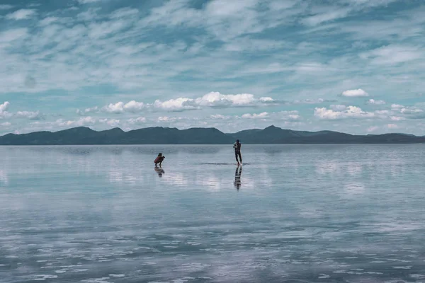 Endless Landscapes Reflection Mirror Sky Salar Uyuni Bolivia — Stock Photo, Image