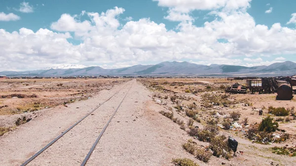 Vlaková Hřbitova Poblíž Salar Uyuni Bolívii — Stock fotografie