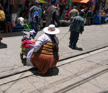 La Paz renkli bolivya çarşısı, Bolivya
