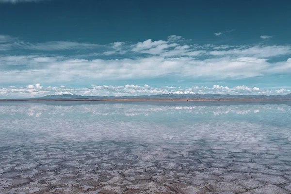 Infinitas Paisagens Com Reflexão Como Espelho Céu Salar Uyuni Bolívia — Fotografia de Stock