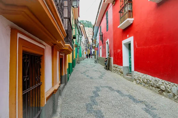 Strada Colorata Nel Centro Della Città Paz Bolivia Sud America — Foto Stock