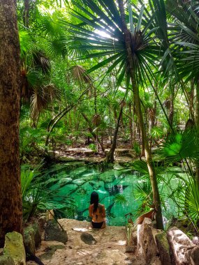 The hidden gem Cenote Azul in the Riviera Maya, Yucatan Peninsula clipart
