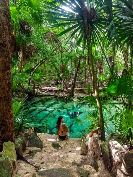 Hidden Gem Cenote Azul Riviera Maya Yucatan Peninsula — Stock Photo, Image