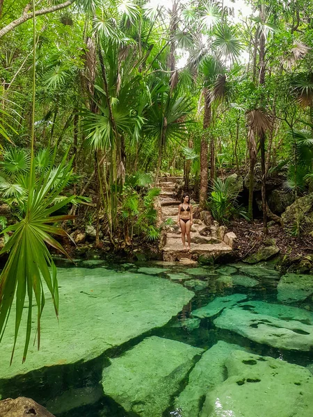 Den Gömda Pärla Cenote Azul Riviera Maya Yucatan Halvön — Stockfoto