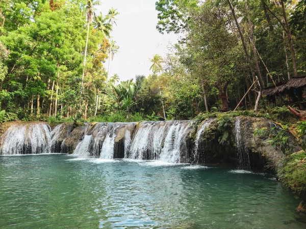 Tropical Wild Nature Adventure Cambugahay Waterfalls Siquijor Island Philippines — Stock Photo, Image
