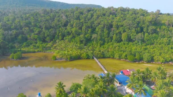 Вид Повітря Традиційної Кхмерська Невелика Риболовля Село Човни Пляжі Сок — стокове відео