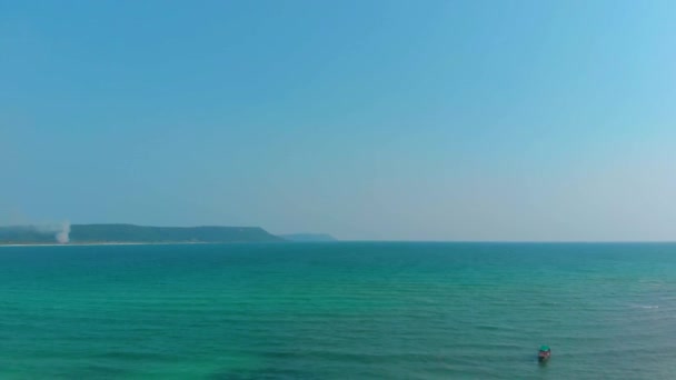 Aerial Landscape Sok San Village Pier Boats Transparent Water Nature — Stock video