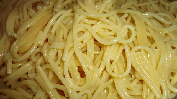 Tazón Grande Con Sphaghetti Recién Cocinado Cerca —  Fotos de Stock