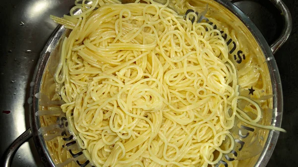 Large Bowl Freshly Cooked Sphaghetti Closeup — Stock Photo, Image