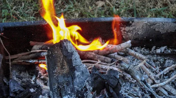 Braseiro Carvão Quente Pronto Para Cozinhar Carne Livre — Fotografia de Stock