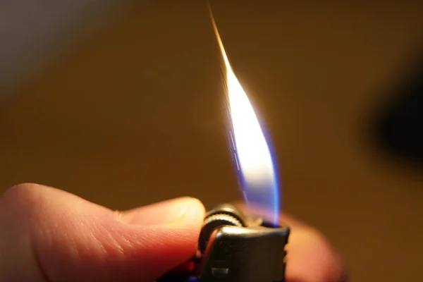 Flame Macro Lighter Ignition Thumb — Stock Photo, Image