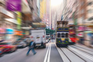 Hong Kong Caddesi'nin bulanık görüntü. Çin.