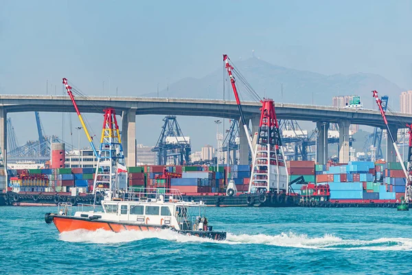 Vista Día Del Puerto Comercial Hong Kong — Foto de Stock