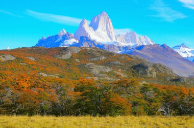 Fitz Roy dağ. Los Glaciares Milli Parkı. Arjantin