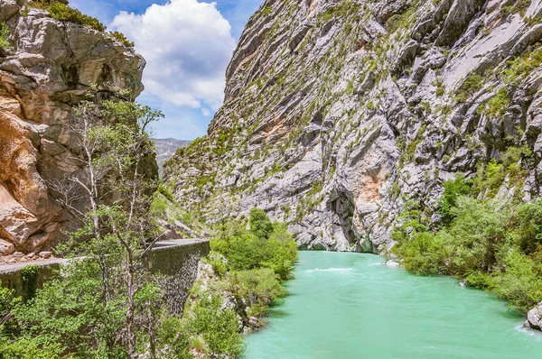 Fiume Lungo Strada Nella Gola Del Verdon Provenza Francia — Foto Stock