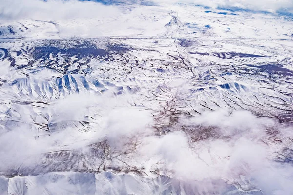 Paysage Montagneux Vue Depuis Fenêtre Avion — Photo