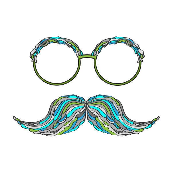 Man Glass Mustache Colorful Image Vector Illustration — Stock Vector