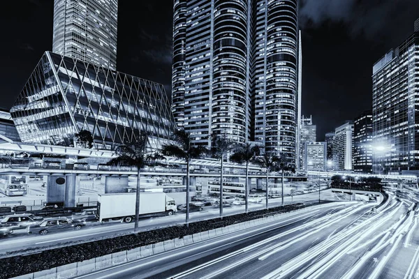 Vista Las Calles Nocturnas Ciudad Distrito Central Hong Kong — Foto de Stock