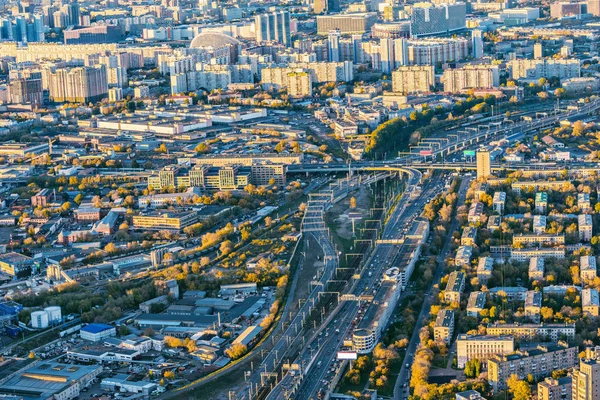 Şehrin Akşam Caddelerinin Manzarası Moskova Rusya — Stok fotoğraf