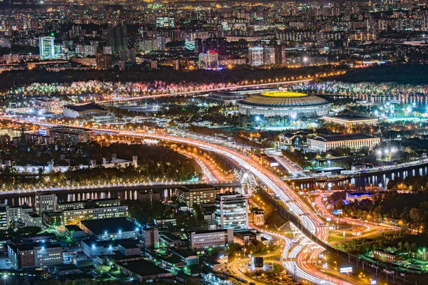 Widok Ulicach Miasta Nocy Moskwa Rosja — Zdjęcie stockowe