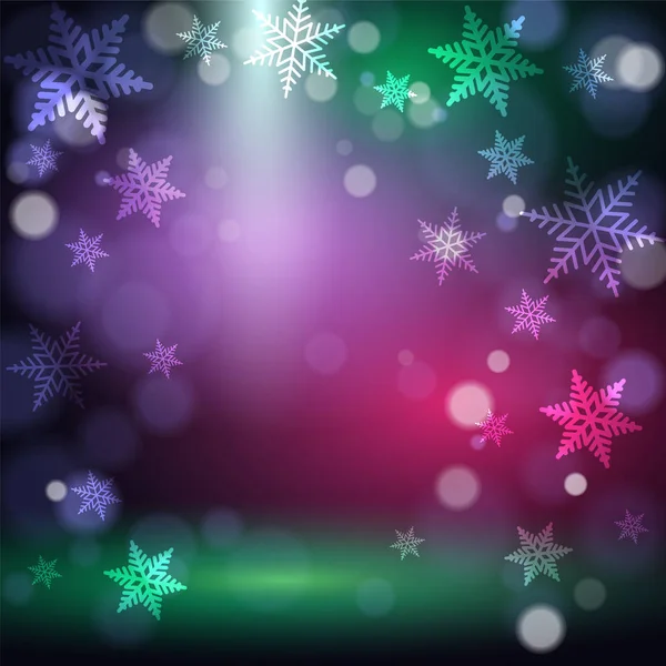 Flocons Neige Noël Sur Fond Coloré Illustration Vectorielle — Image vectorielle