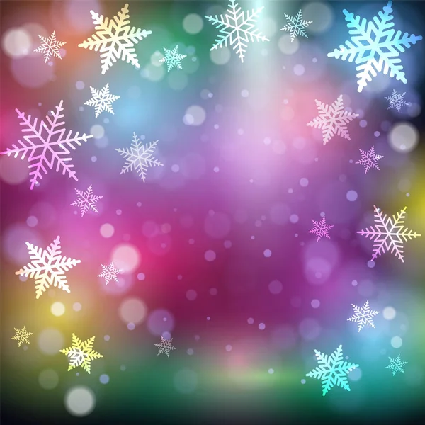 Fiocchi Neve Natale Sfondo Colorato Illustrazione Vettoriale — Vettoriale Stock