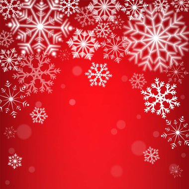 Kırmızı arka planda Noel kar taneleri. Vektör illüstrasyonu