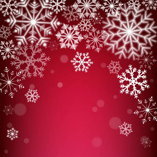 Flocons Neige Noël Sur Fond Rouge Illustration Vectorielle — Image vectorielle