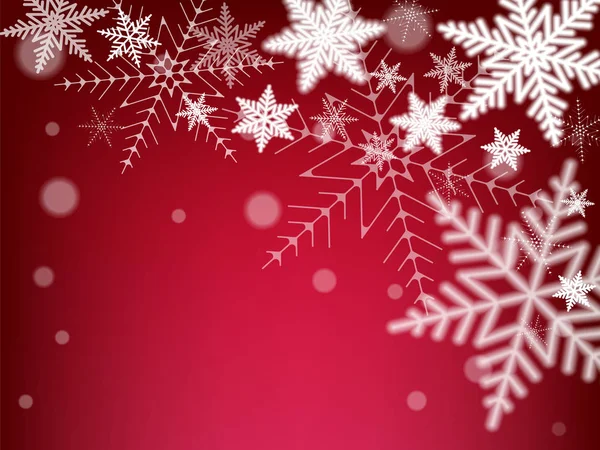 Copos Nieve Navideños Sobre Fondo Rojo Ilustración Vectorial — Vector de stock