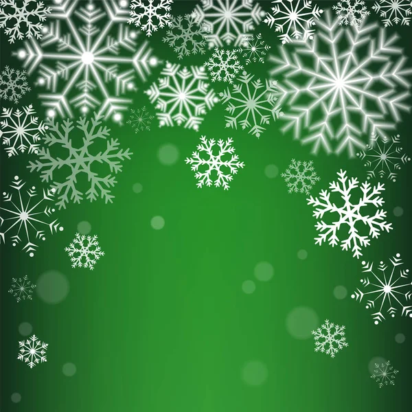 Christmas Snowflakes Green Background Vector Illustration — Stock Vector
