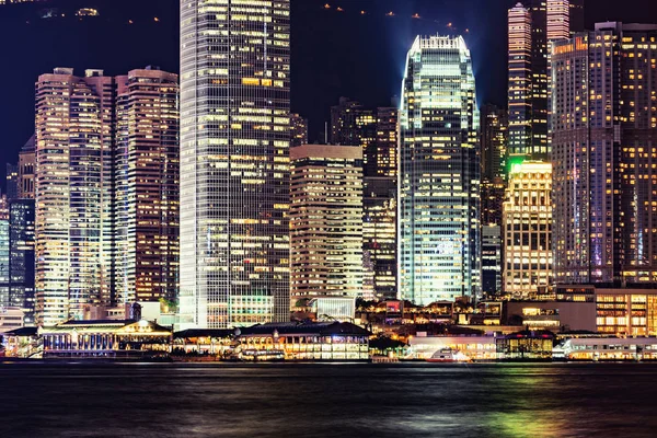 Вид Здания Гавани Гонконга Вечернее Время — стоковое фото