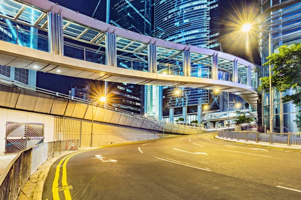 View of the evening city streets in Central district. Hong Kong