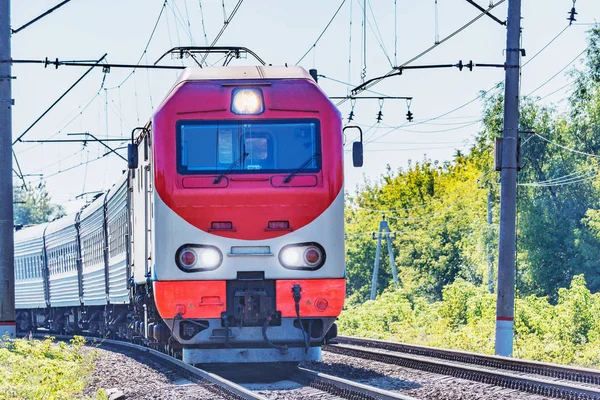 Osobní Vlak Přesune Moskvy Době Ranní — Stock fotografie