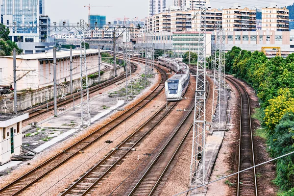 Highspeed Trein Railway Station Moment Van Dag Shenzhen China — Stockfoto