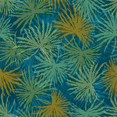 Soyut arka planda renkli palmiye dalları. Kusursuz bir geçmişi var. Vektör illüstrasyonu.